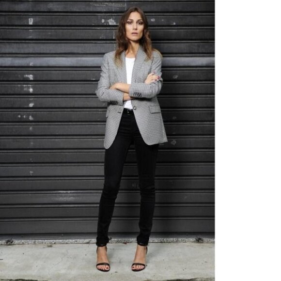 ASOS Black and White Houndstooth Blazer size 6 US - Picture 1 of 5